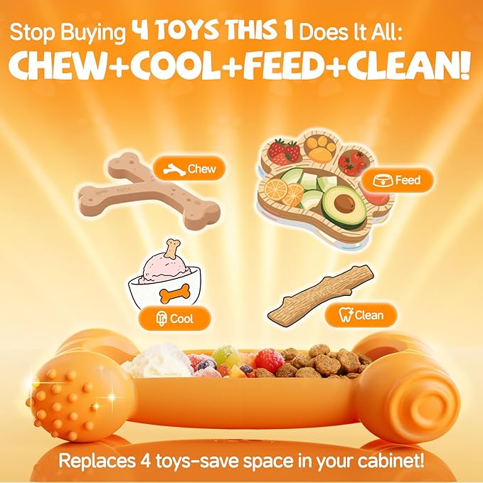 Dog Enrichment Toys 6 Pack - Dog Toys to Keep Them Busy, Lick Mat, Ball & Bowl with Peanut Butter,Frozen Treat Puzzle Dispenser for Anxiety Relief, Reduce Boredom, Perfect for Bathing Grooming