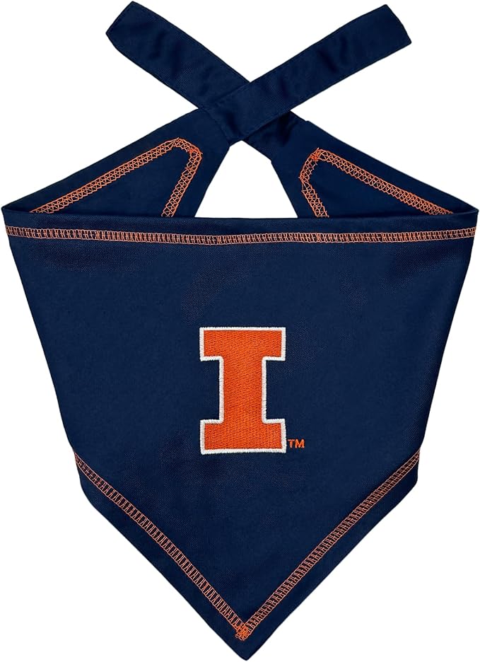 Pets First NCAA Illinois Fighting Illini Lions TIE Bandana, Size Large/X-Large. Dog Bandana Scarf Bib for Pet Cat Dog. The Ultimate Game-Day, Party Bandana