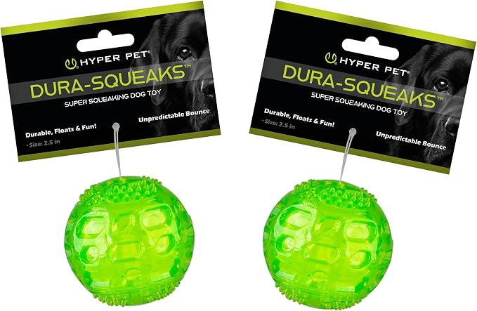 Hyper Pet DuraSqueak Dog Ball Toy, Interactive, Floats, Squeaks, Dog Balls for Fetching, Alternative to Traditional Tennis Balls - for All Breeds | Interactive Dog Ball That Floats & Squeaks, a Great Alternative to Traditional Tennis Balls for Fetching