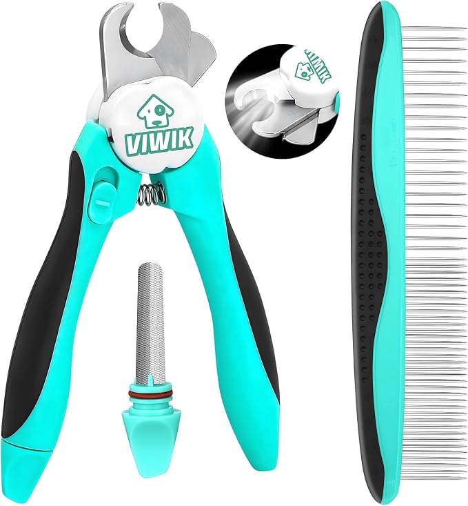 VIWIK 2-in-1 Dog Nail Trimmers with LED Light, Blue