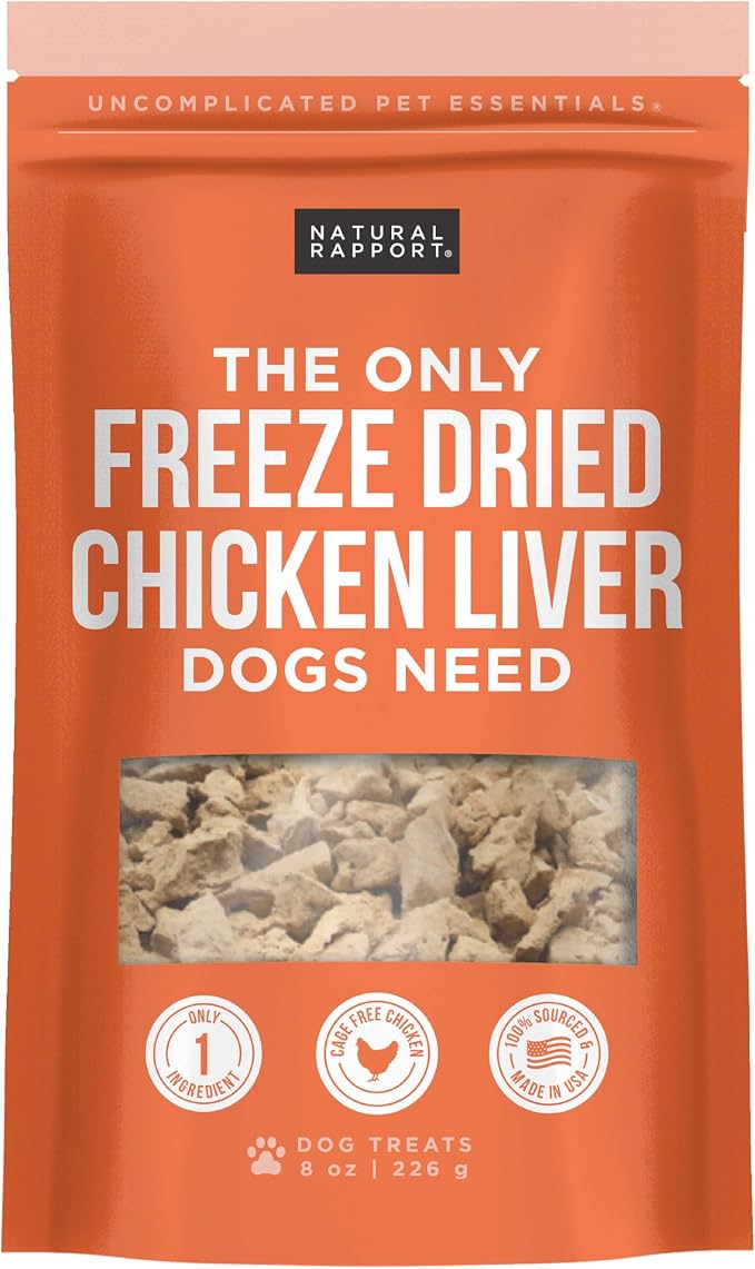 Natural Rapport Freeze-Dried Chicken Liver Treats, Single Ingredient, 8 oz