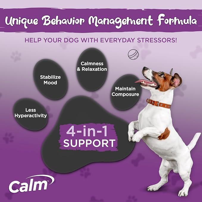 Vital Planet - Calm Soft Chews for Dogs, Promotes Calmness in Stressful Situations with GABA, Colostrum, Valerian, Turmeric, Chamomile, and L-Theanine - 45 Natural Bacon Flavored Soft Chews