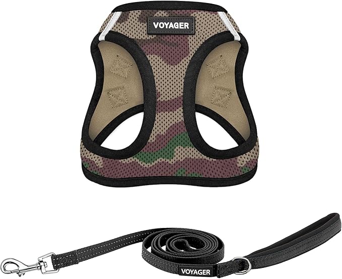 Best Pet Supplies Voyager Step-in Air All Weather Mesh Harness and Reflective Dog 5ft Leash Combo with Neoprene Handle, for Small, Medium and Large Breed Puppies - Army Base, X-Large