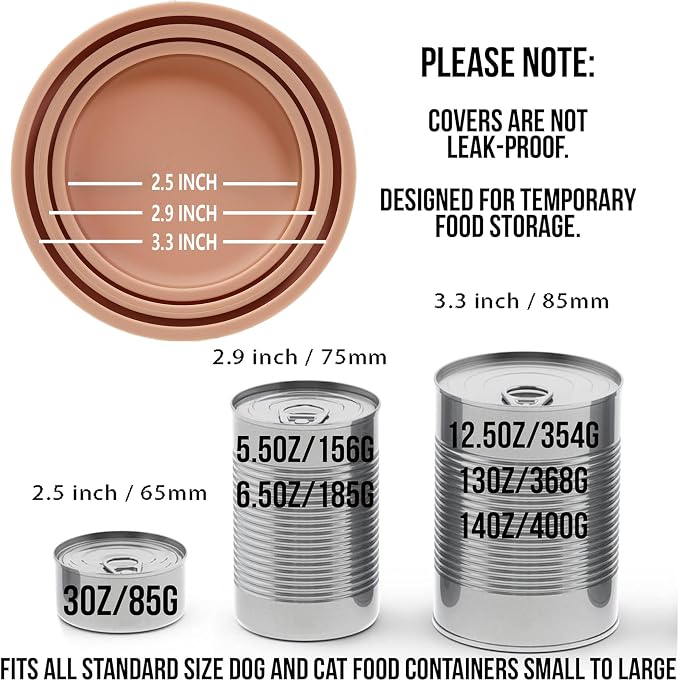 OHMO 3-in-1 Dog Food Can Lids, 2-Pack, Silicone, Nude Pink