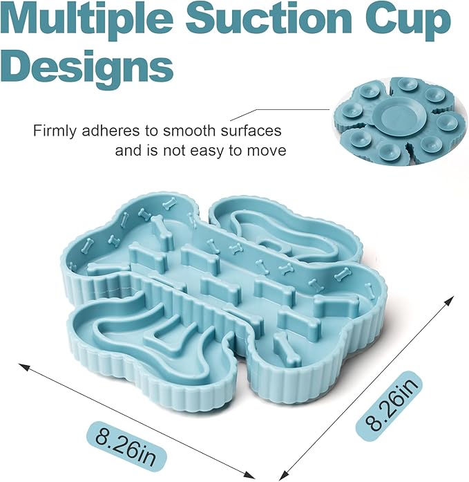 2 in 1 Slow Feeder Dog Bowls, Slow Food for Dogs with Suction Cups, Dry and Wet Interactive Dog Puzzle Feeder Bowls for Anxiety Relief, Silicone Dogs Feeding Mat Pad Dish for Slow Down Eating