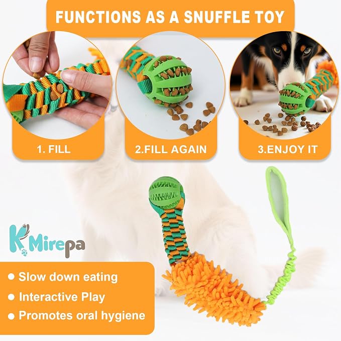 Dog Tug Toy - Interactive Dog Rope Toys, Stretchy Bungee Handle, Strong Squeak Rope Toy for Large Dogs, Puppies, Middle Dogs (Orange)