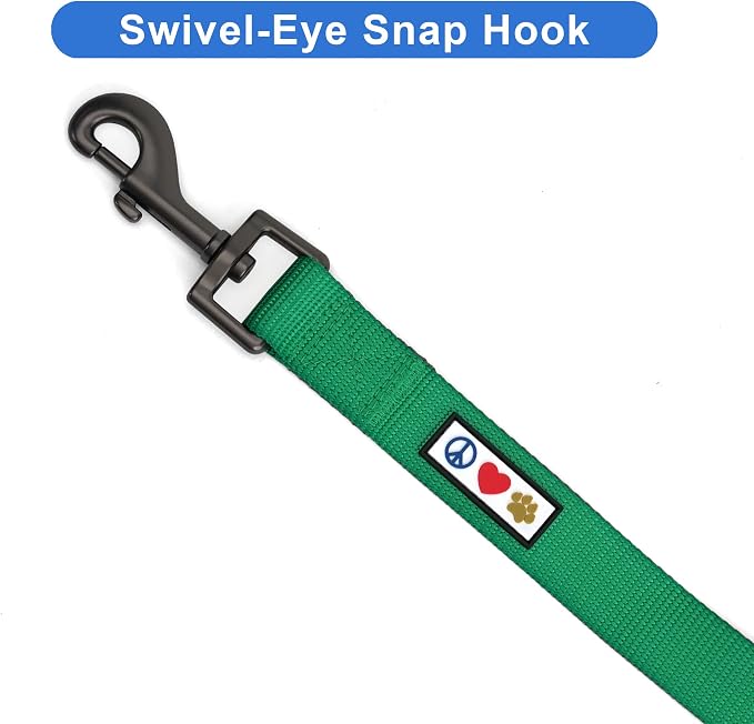 Pawtitas Solid 6 ft Lush Green Dog Leash XXS/Cat Custom Name and Phone Embroidery Strong Nylon Leash for Small Breeds