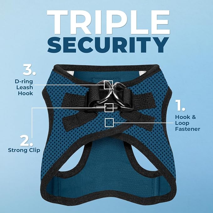Voyager Step-in Air Dog Vest Harness - Blue/Black Trim, X-Small | 13 - 14.5" in Chest, Reflective Bands, All Weather Breathable Air Mesh, Cats Compatible, Lightweight, Fast Drying