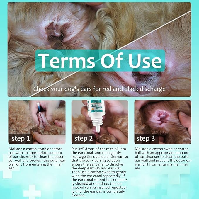 Ear Mite Treatment for Dogs & Cats, Kills Ticks and Ear Mites