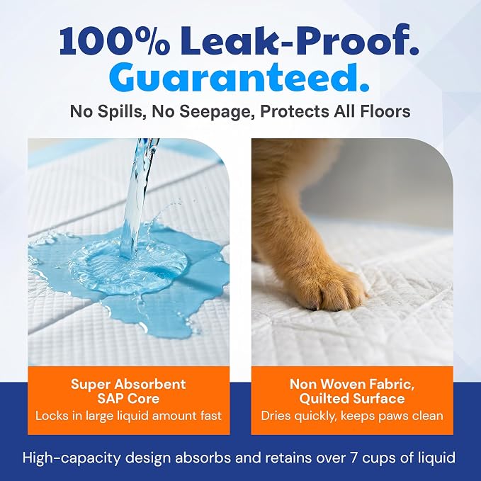 American Kennel Club Scented Puppy Training Pads with Ultra Absorbent Quick Dry Gel – 22 x 22 Pee Pads for Dogs - Fresh Scented - Pack of 100