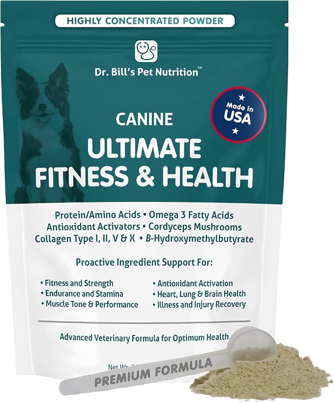 Dr. Bill’s Canine Ultimate Fitness & Health – Daily Dog Multivitamin for Energy, Longevity & Whole-Body Support - Vet Supplement to Help Fill Nutritional Gaps - Skin, Coat, Heart & Brain Health 680g