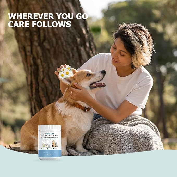 Dog Ear Finger Wipes with Aloe Vera & Witch Hazel, 50 Count