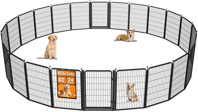 Wide Gate Dog Playpen Fence, 40in 24 Panels