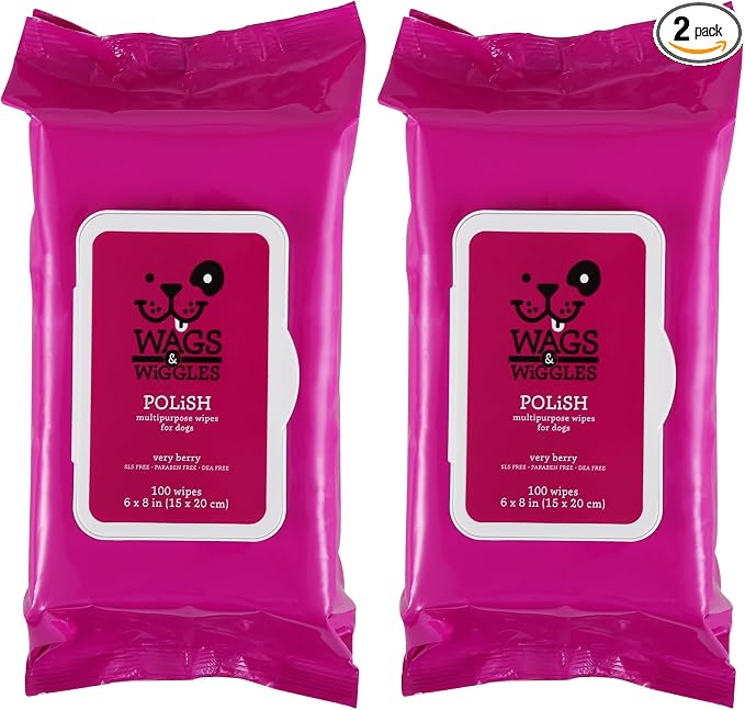 Wags & Wiggles Very Berry Polish Multipurpose Dog Wipes, Count of 200