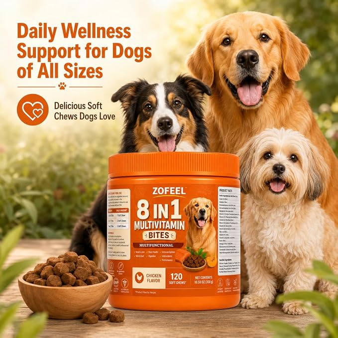 120 8 in 1 Dog Multivitamin Soft Chews,Dog Multivitamin