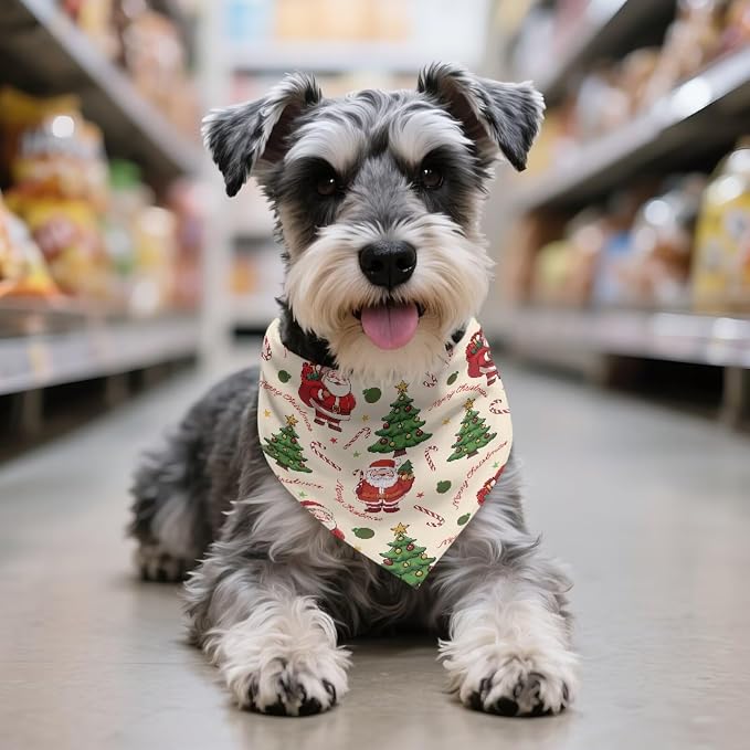 Jeiento Christmas Dog Bandanas Merry Christmas Santa Claus Tree Scarf Pets Bibs Triangle Scarf, Small, Polyester