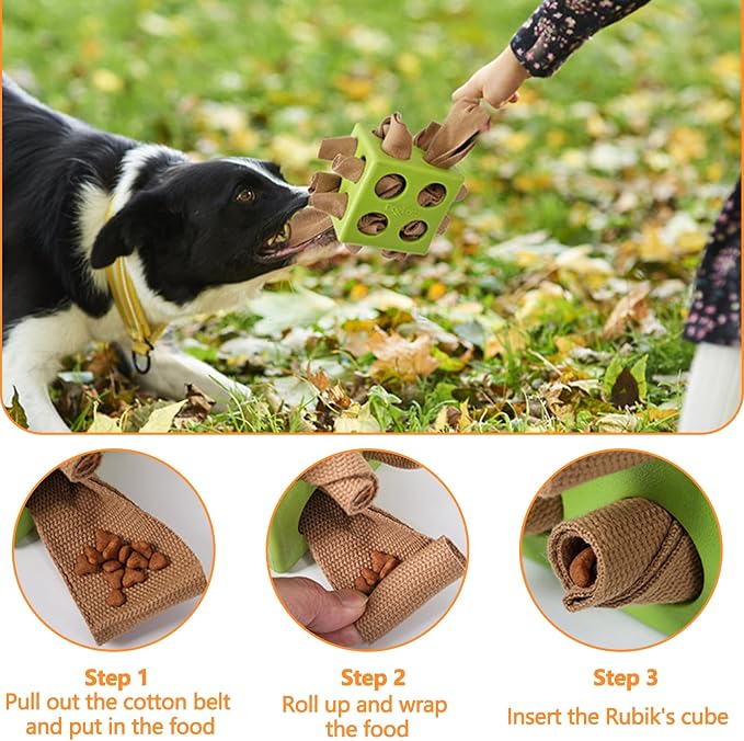 Dog Puzzle Toy, Dog Snuffle Ball, Interactive Puzzle Dog Toys for Small, Medium, Large Dog, Puppy Treat Dispenser, Cloth Strip Hiding Food Chew Toys(Yellow)
