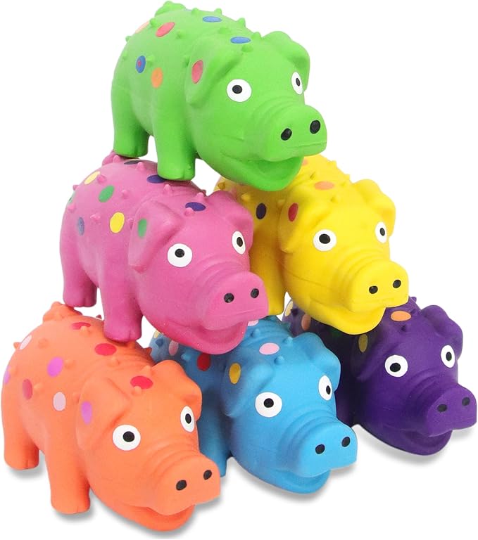 6 Pack Squeaky Pig Dog Toys, Rubber Pig Dog Toys for Puppy, Small, Medium Dogs, 4 Inch Durable Interactive Latex Squeaky Chew Toys