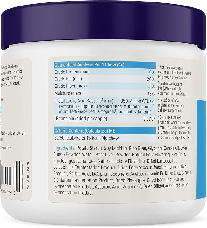 Vetnique Glandex Probiotic Soft Chews for Dogs - 60ct, Bacon Flavor