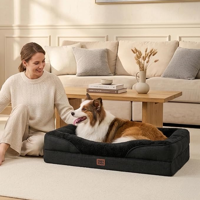 EHEYCIGA Orthopedic Memory Foam Dog Bed - XXL 52x41in, Black