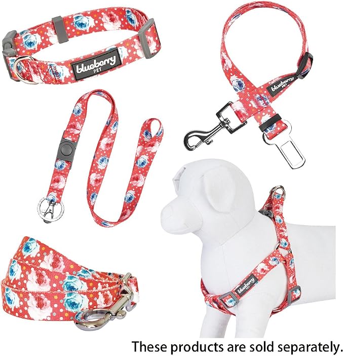 Blueberry Pet 9 Patterns Step-in Spring Scent Inspired Rose and Polka Dot Print Brink Pink Dog Harness, Chest Girth 16.5" - 21.5", Small, Adjustable Harnesses for Dogs