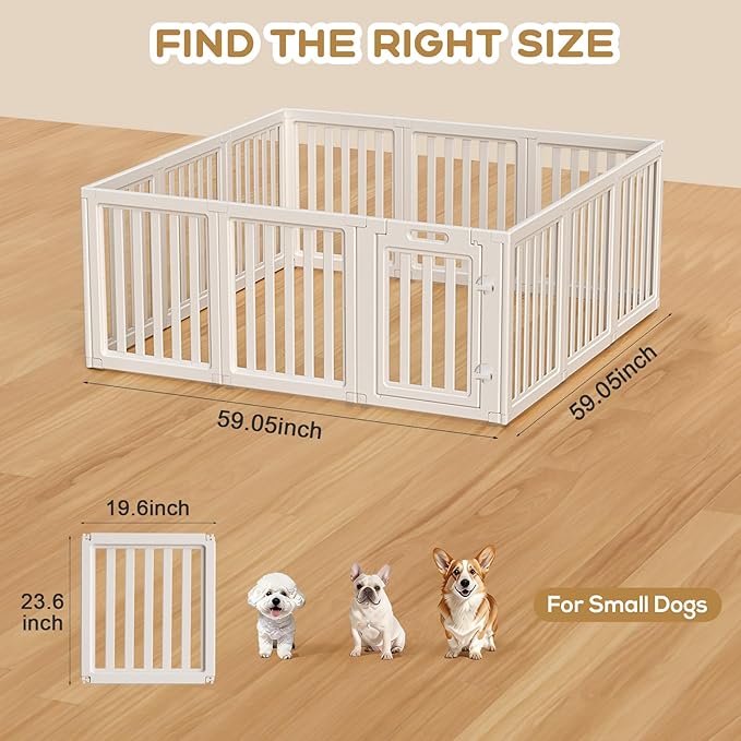 Dog Playpen, Clear Dog Pen, Dog Pen Indoor, Easy to Install and Remove Dog Play Pen, Puppy Playpen Suitable for Dogs, Cats,Dog Playpen Indoor (White, 23.6 inch Height, 12 Panels)