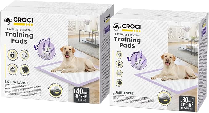 CROCI Dog Pads Lavender Scented 36x36in 30 Counts, Daisy Scented 30x36in 40 Counts