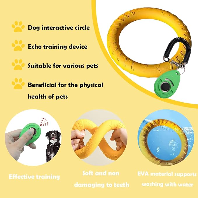 Dog Training Ring: Yellow Ring & Green Clicker