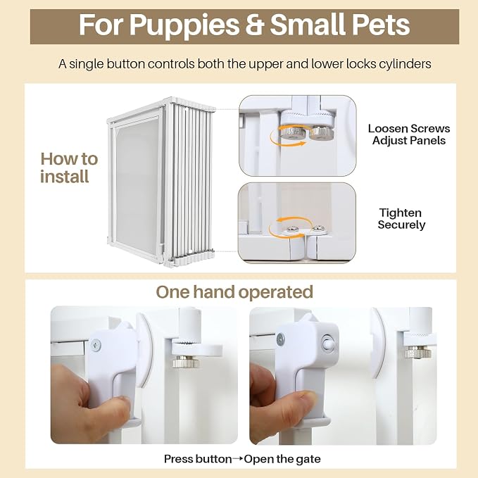 NiceTCU 24" H Acrylic Dog Playpen Indoor, Metal Frame Clear Dog Playpen with Door - 12 Panels, Easy Assemble Pet Fence, DIY Foldable Pet Pen for Ducks Puppy Rabbit Small & Medium Pets- 12Pcs White