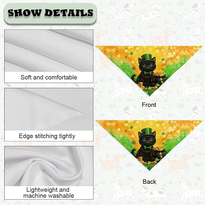 Forchrinse St Patrick's Day Dog Bandanas Triangle Dog Bib Scarf, One Size, Polyester