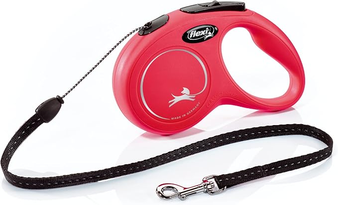 FLEXI® Classic Cord Retractable Dog Leash, Small, 16 ft - Red | German engineered, original flexi leash, durable quality for dogs up to 26 lbs, tangle-free, walking, reliable brake system