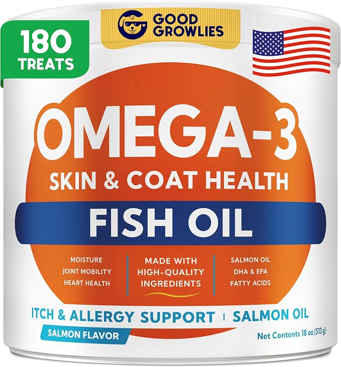 Omega 3 Fish Oil for Dogs - Skin & Coat Support, Itch & Allergy Relief