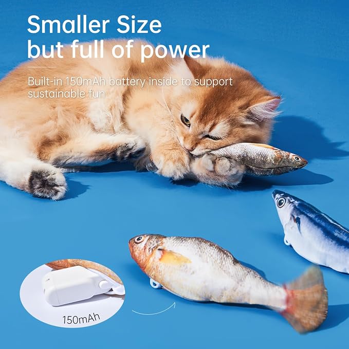 2 Pack Floppy Fish Cat Toys with Catnip, Rechargeable Flopping Fish Toy | Interactive Cat Fish Toys with Realistic Flopping Motion, Soft Plush Design for Indoor Cats, Kittens and Adult Cats