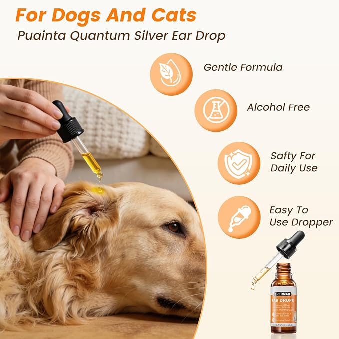 4 Pack Dog Ear Drops, Dog Ear Cleaner Drops, 2 oz with Dropper