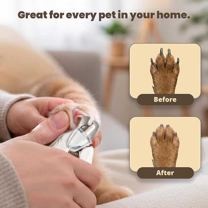 2-in-1 Dog & Cat Nail Clippers with 2 LED Lights, White