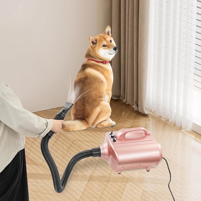 Pet Grooming Hair Dryer, 3600W Dog Pets Blower, Double Motor High Performance Pet Grooming Dryer, 77~149℉ Adjustable High Velocity Professional Dog Hair Drying Blower (Pink)