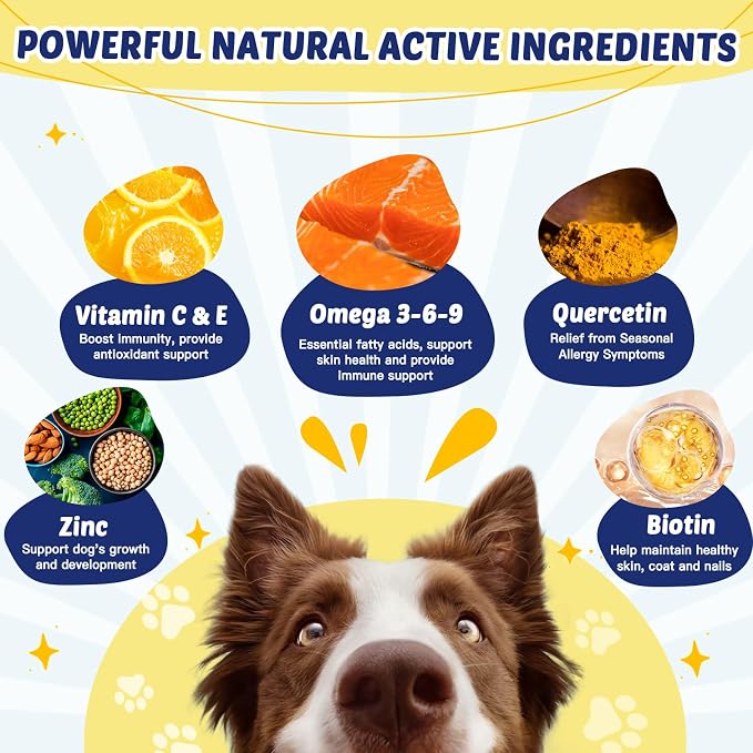ZEBORA Omega 3 Salmon Oil for Dogs, Healthy Skin & Coat, 120 Chews