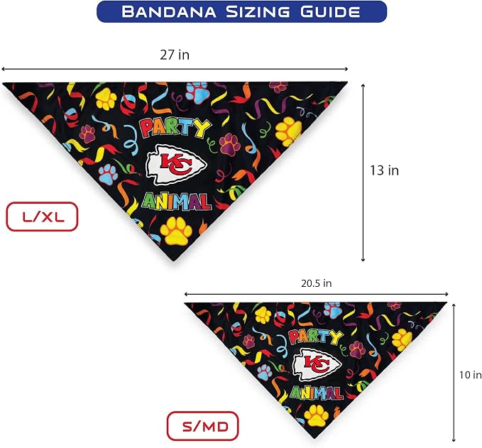 NFL Kansas City Chiefs Dog Birthday Party Set 10pcs with 1 Football Bandana Large/X-Large, 1 Crown Hat, 1 Banner, 1 Birthday Cake Toy & 6 B-Day Balloons, Dog Birthday Set, Costume, Fun Doggie Pawty