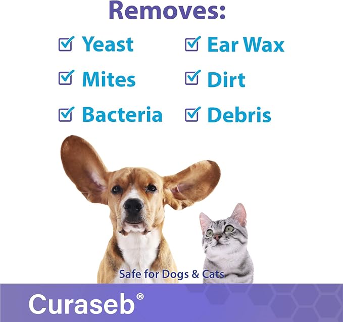 Curaseb Cat and Dog Ear Wipes, 100 Wipes