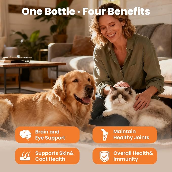 VUN Salmon Fish Oil for Dogs Skin and Coat,Unflavored Dog Omega 3 Oil
