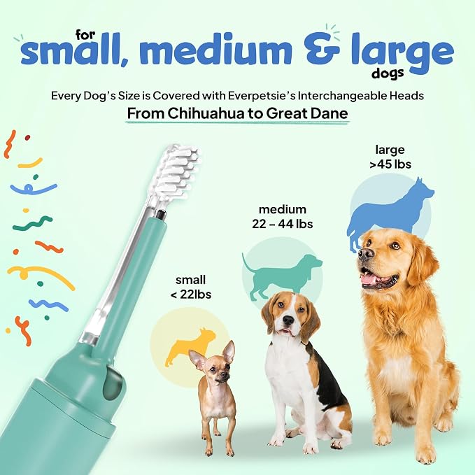 Electric Dog Toothbrush with Innovative Electrolytic Technology - Silent and Gentle Electric Toothbrush for Dogs, Effortless Dog Plaque and Tartar Remover Without a Toothpaste (Small)