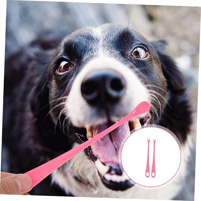 LIOOBO 2Pcs Portable Pet Toothbrush Soft Bristle Cat Dog Tooth Cleaners for Oral Care Comfortable Design for Pets Durable and Multi Functional