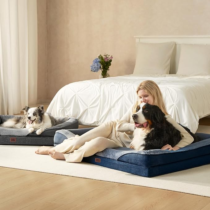 EHEYCIGA Orthopedic Memory Foam Dog Bed - Medium 30x20in, Navy