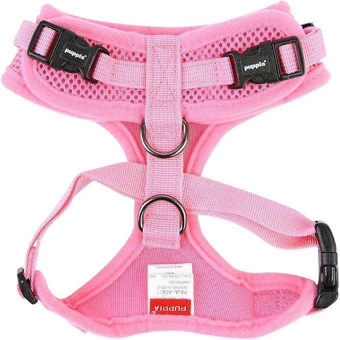 Authentic Puppia RiteFit Harness with Adjustable Neck, Pink, Large