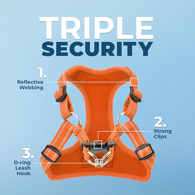 Voyager Step-in Flex Adjustable Dog Harness - Orange, Medium | 17 - 21" in Chest, Fully Adjustable, Reflective Bands, All Weather Breathable Air Mesh, Lightweight, Fast Drying