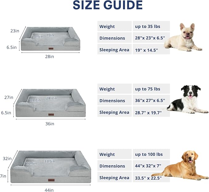 Orthopedic Memory Foam Dog Bed for Extra Large Dogs - XL 44x32in