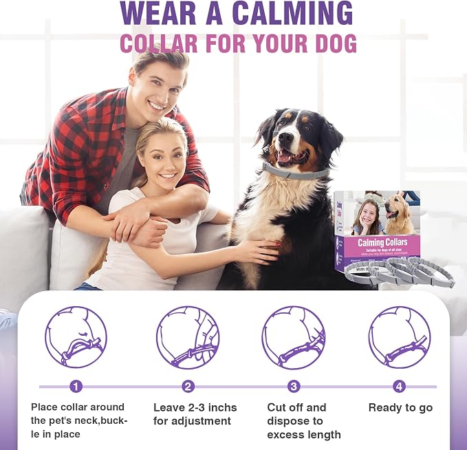 Calming Collar for Dogs 4 Packs Dog Pheromone Calm Collars Relief Anxiety Stress Separation, 25 Inches, Grey