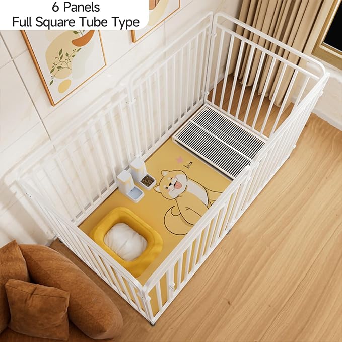 Pet Playpen with Door,Adjustable Heavy Duty Pet Fence with Anti-Escape Design,6-Panel Metal Exercise Pen for Small to Medium Dogs,Easy Assemble Puppy Playpen for Indoor Use