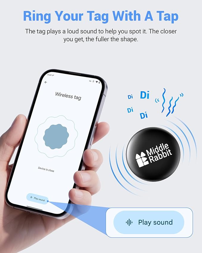 Tracker for Android, with Silicone Holder, Works with Google Find Hub, No Monthly Fee