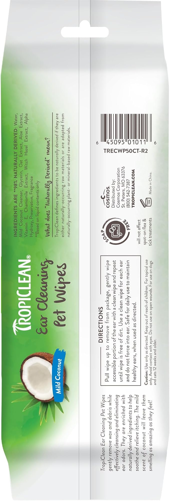 TropiClean Dog Ear Wipes, 50ct